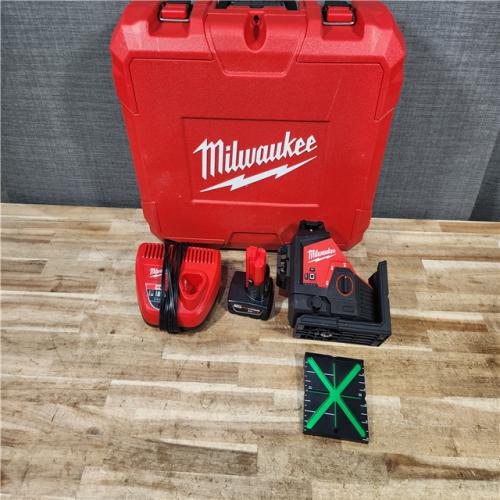 HOUSTON LOCATION - AS - IS Milwaukee 12-Volt Lithium-Ion Cordless Green 250 ft. 3-Plane Laser Level Kit