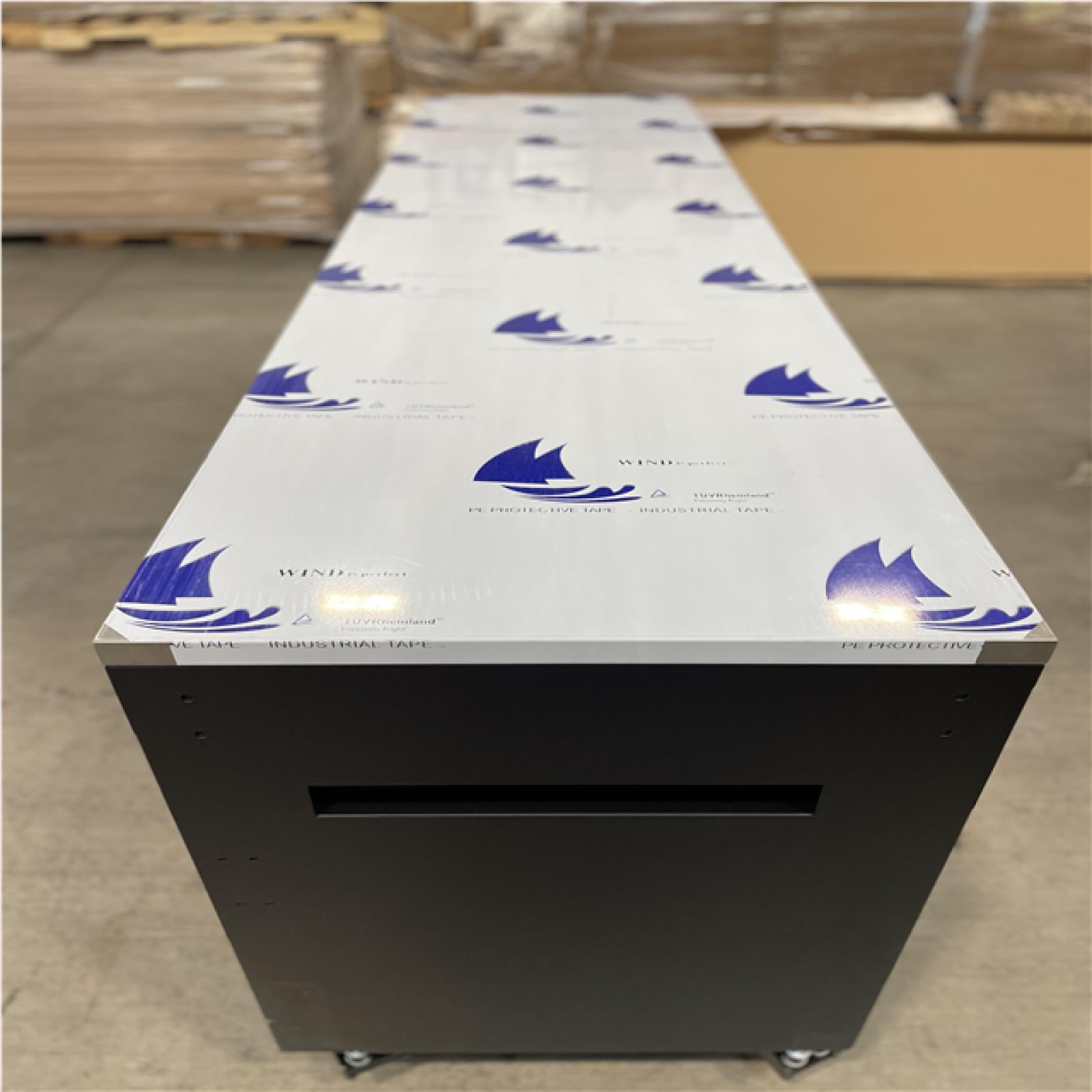 DALLAS LOCATION- AS-IS HUSKY 96 in. W x 24 in. D 16-Drawer Heavy-Duty Mobile Workbench Matte Black/Stainless Steel Top