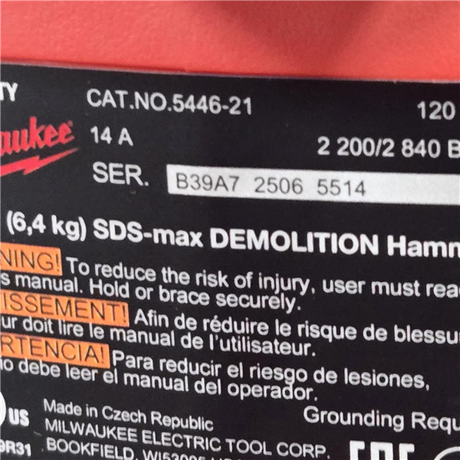 AS-IS Milwaukee 5446-21 SDS MAX Demolition Hammer