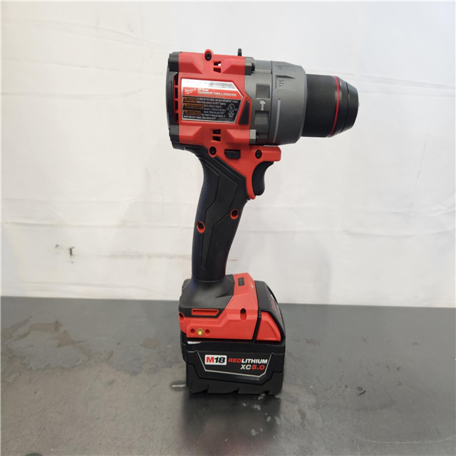 AS-IS- Milwaukee Hammer Drill Driver Kit with Batteries  Charger & Tool Case  Red