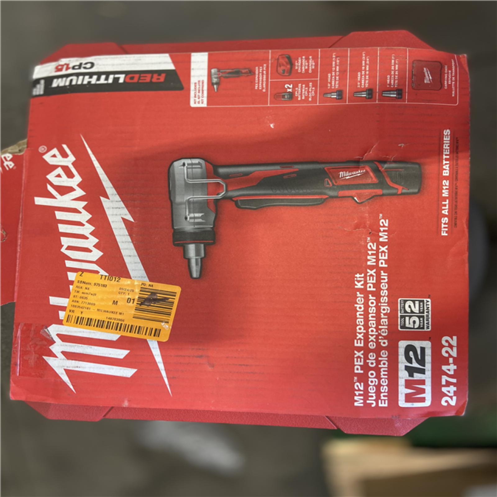 AS-IS -  Milwaukee M12 12-Volt Lithium-Ion Cordless PEX Expansion Tool Kit with (2) 1.5 Ah Batteries, (3) Expansion Heads and Hard Case