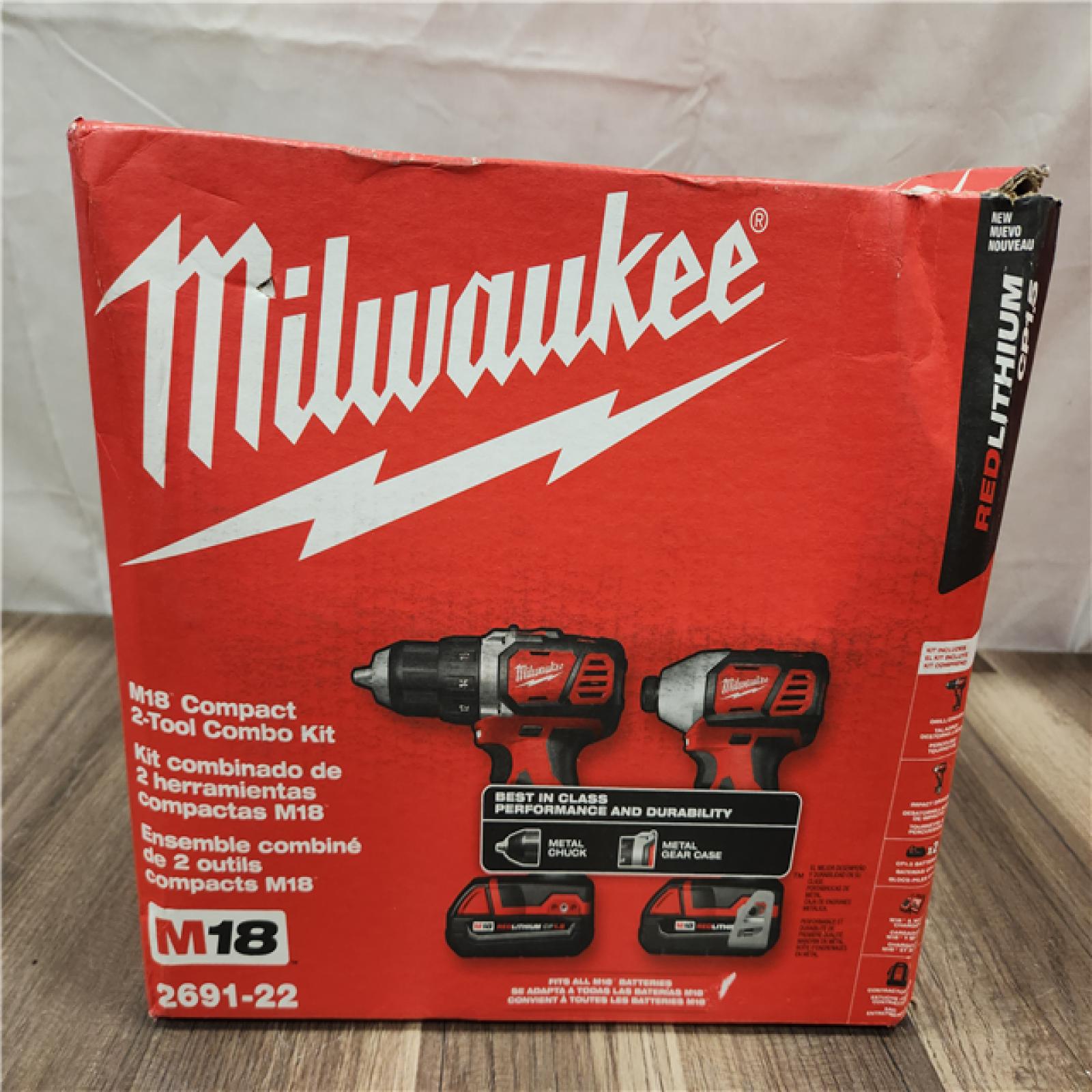NEW- Milwaukee 18V Cordless Brushed 2-Tool Drill/Driver and Impact Driver Kit