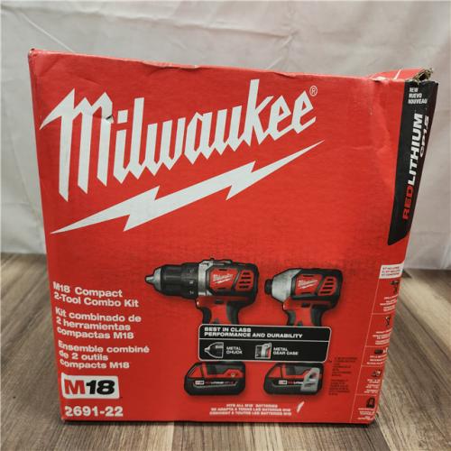 NEW- Milwaukee 18V Cordless Brushed 2-Tool Drill/Driver and Impact Driver Kit