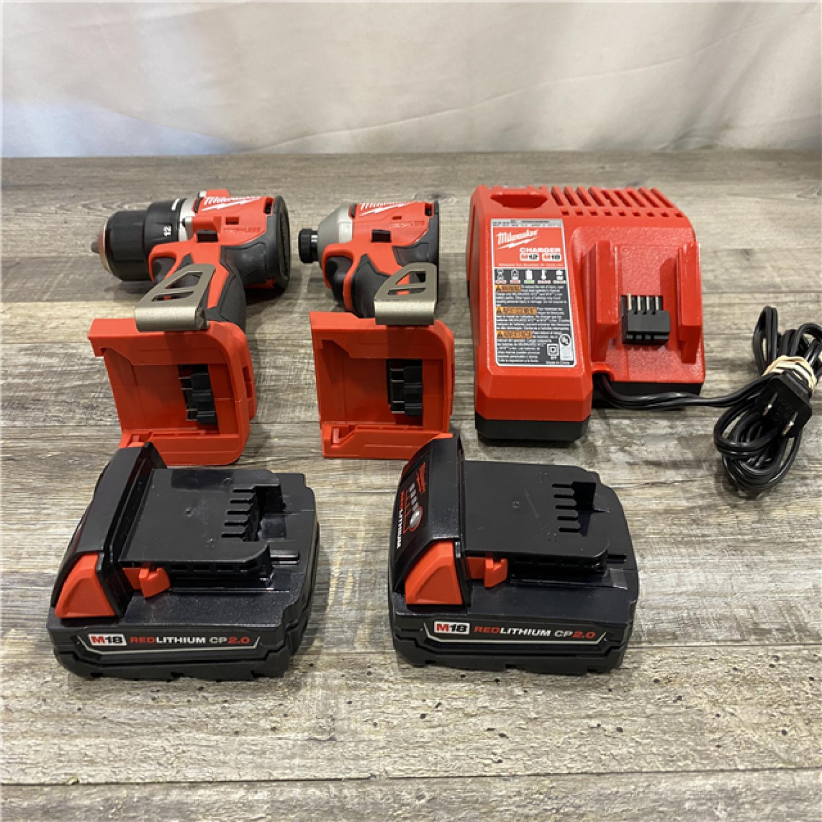 AS-IS Milwaukee 18V Lithium-Ion Brushless Cordless Compact Drill/Impact Combo Kit