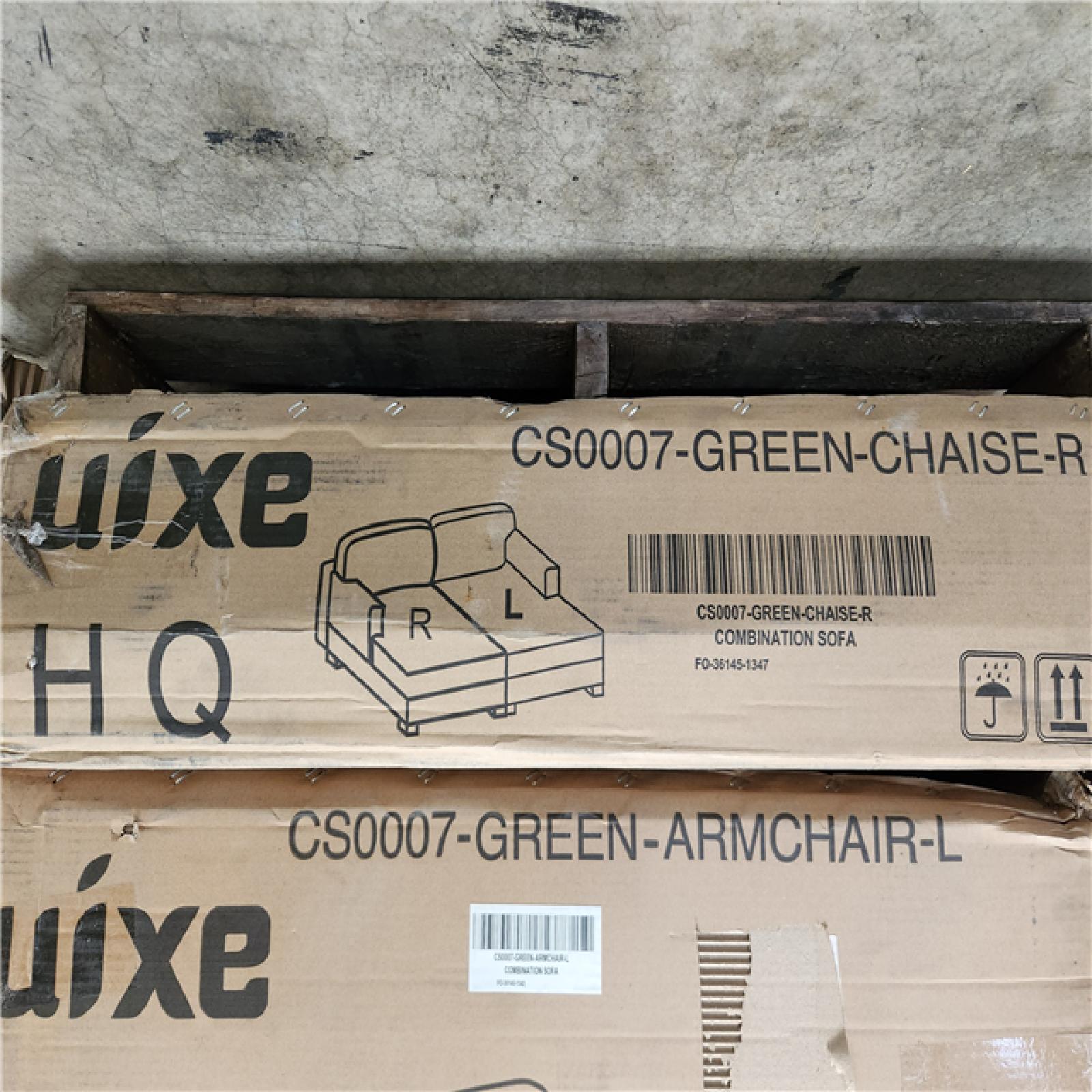 Phoenix AS-IS Uixe 118 in. Square Arm 3-Piece Corduroy Upholstered U-Shaped Sectional Sofa in. Green