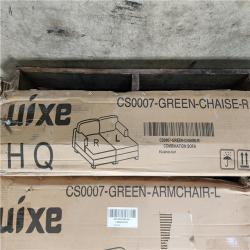 Phoenix AS-IS Uixe 118 in. Square Arm 3-Piece Corduroy Upholstered U-Shaped Sectional Sofa in. Green