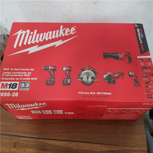 California NEW Milwaukee M18 6-Tool Combo Kit  Includes (2) Batteries  Charger & Bag