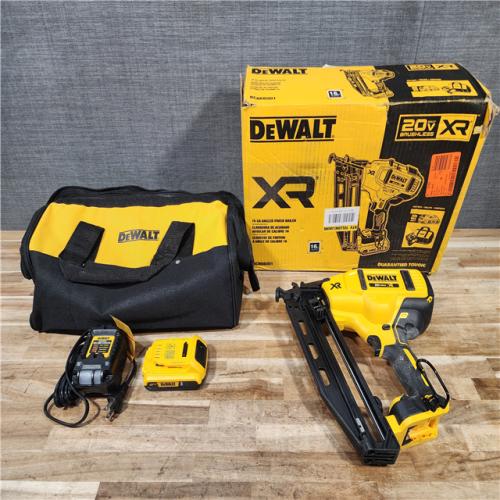HOUSTON LOCATION - AS-IS DEWALT 20V MAX XR 16-Gauge Electric Cordless Angled Finishing Nailer Kit
