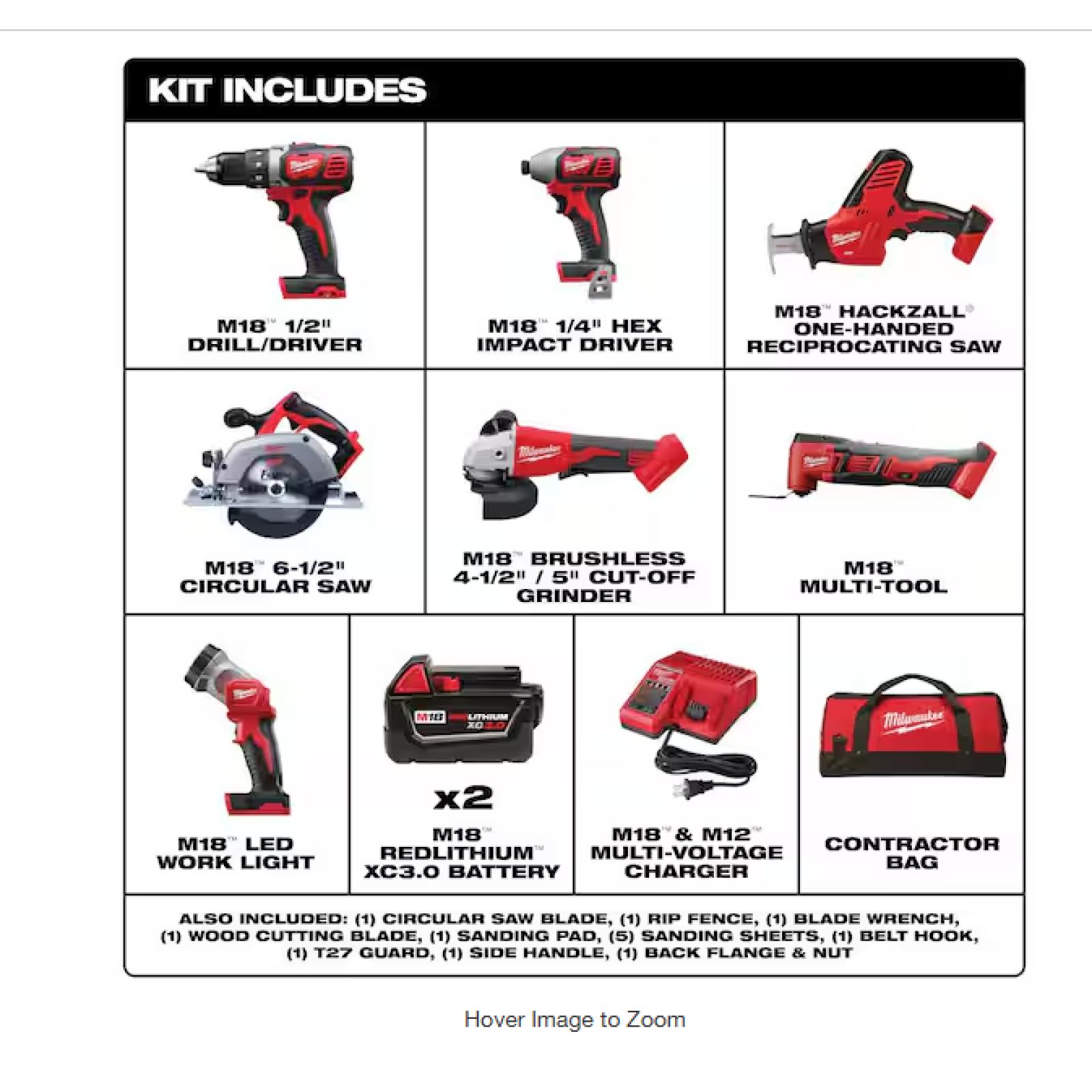 NEW! - Milwaukee M18 18-Volt Lithium-Ion Cordless Combo Kit