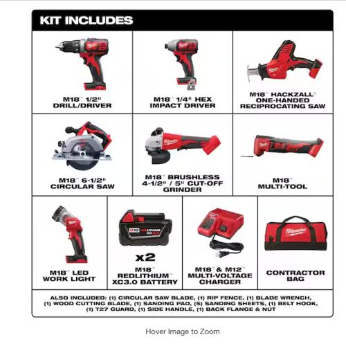 NEW! - Milwaukee M18 18-Volt Lithium-Ion Cordless Combo Kit