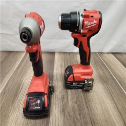 AS-IS  Milwaukee M18 18V Lithium-Ion Brushless Cordless Compact Drill/Impact Combo Kit (2-Tool) W/(2) 2.0 Ah Batteries, Charger & Bag