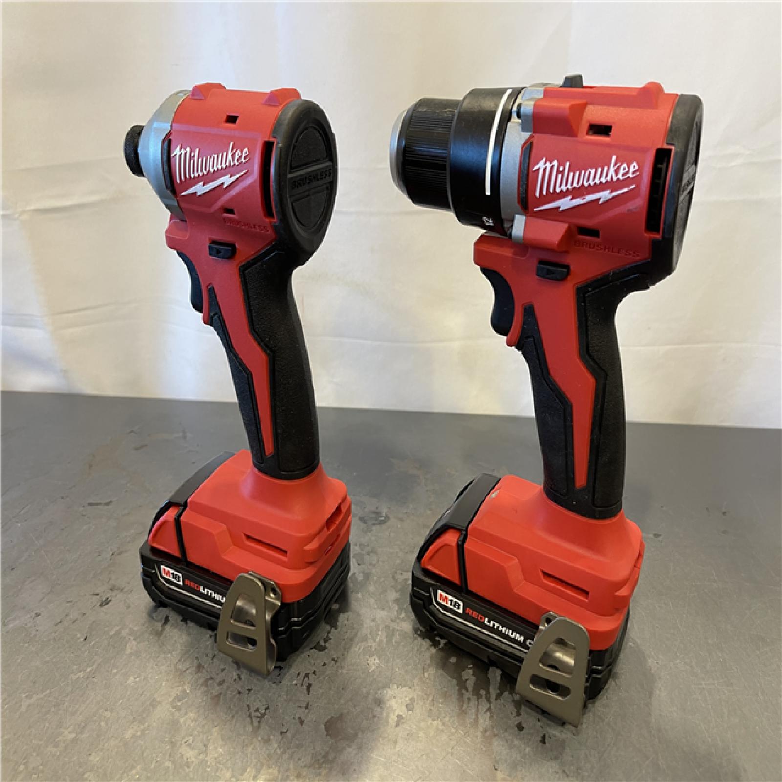 AS-IS - Milwaukee M18 18V Lithium-Ion Brushless Cordless Compact Drill/Impact Combo Kit
