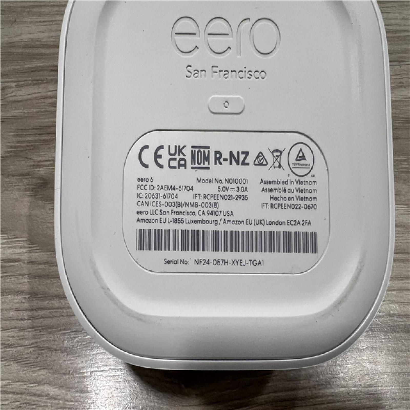 AS-IS EERO 6 Dual-Band Mesh Wi-Fi 6 Router  with Built-in Zigbee Smart Home Hub White