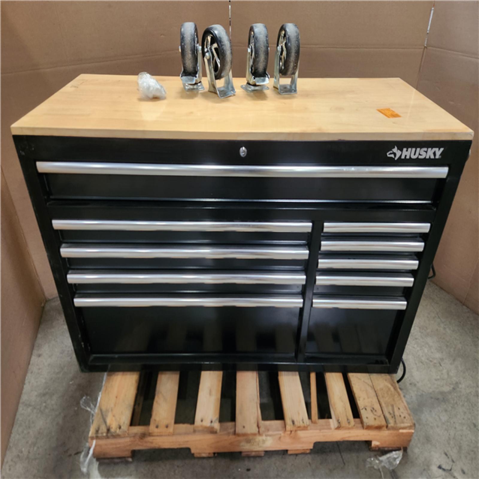 Phoenix LIKE NEW Husky Modular Tool Storage 52 in. W x 20 in. D Standard Duty Black Mobile Workbench Cabinet (LOCKED)
