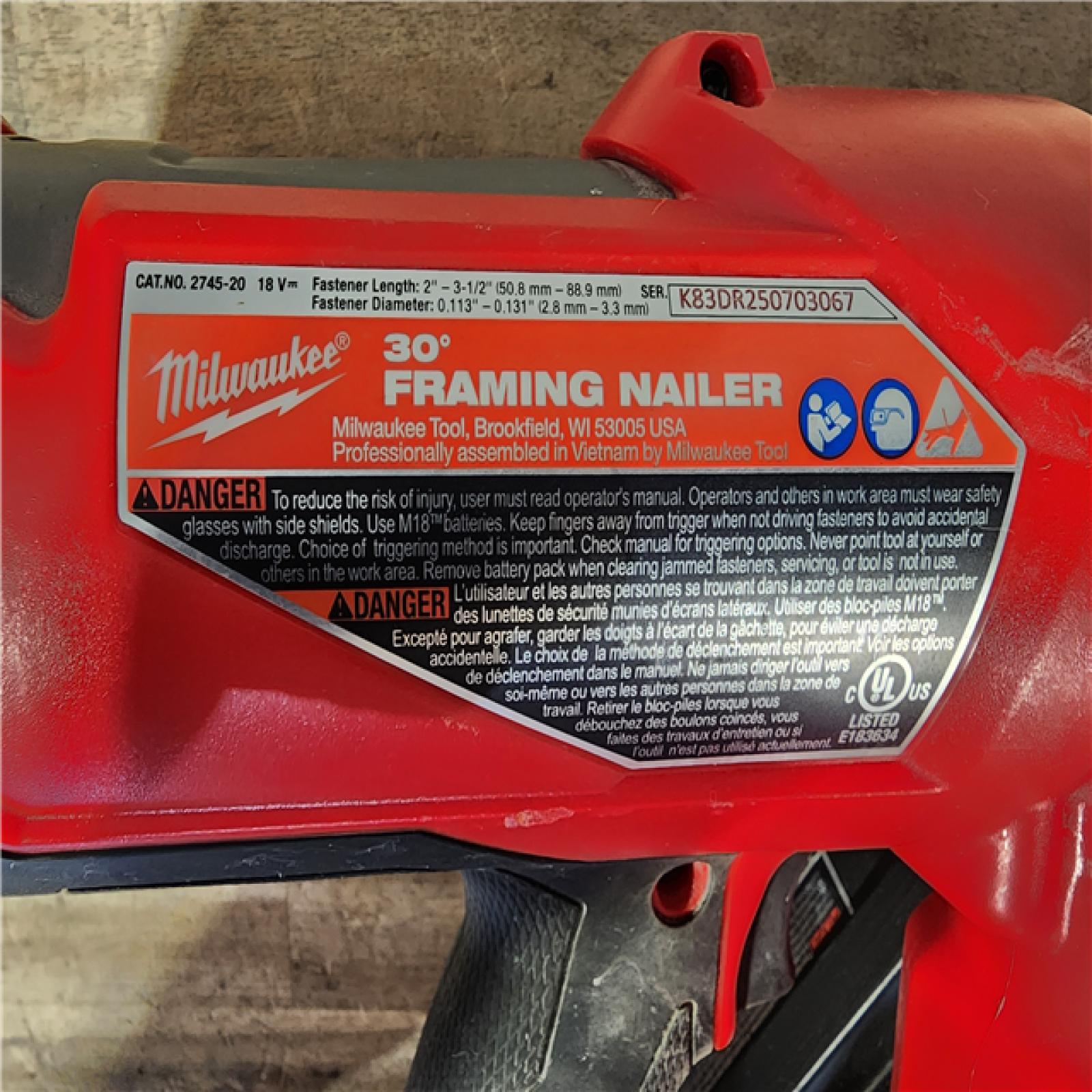 HOUSTON LOCATION - AS-IS Milwaukee M18 FUEL 30 Degree Framing Nailer (TOOL ONLY)