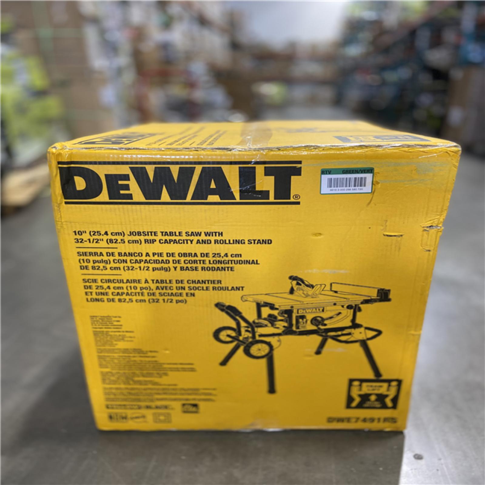 AS-IS - DEWALT 15 Amp Corded 10 in. Job Site Table Saw with Rolling Stand