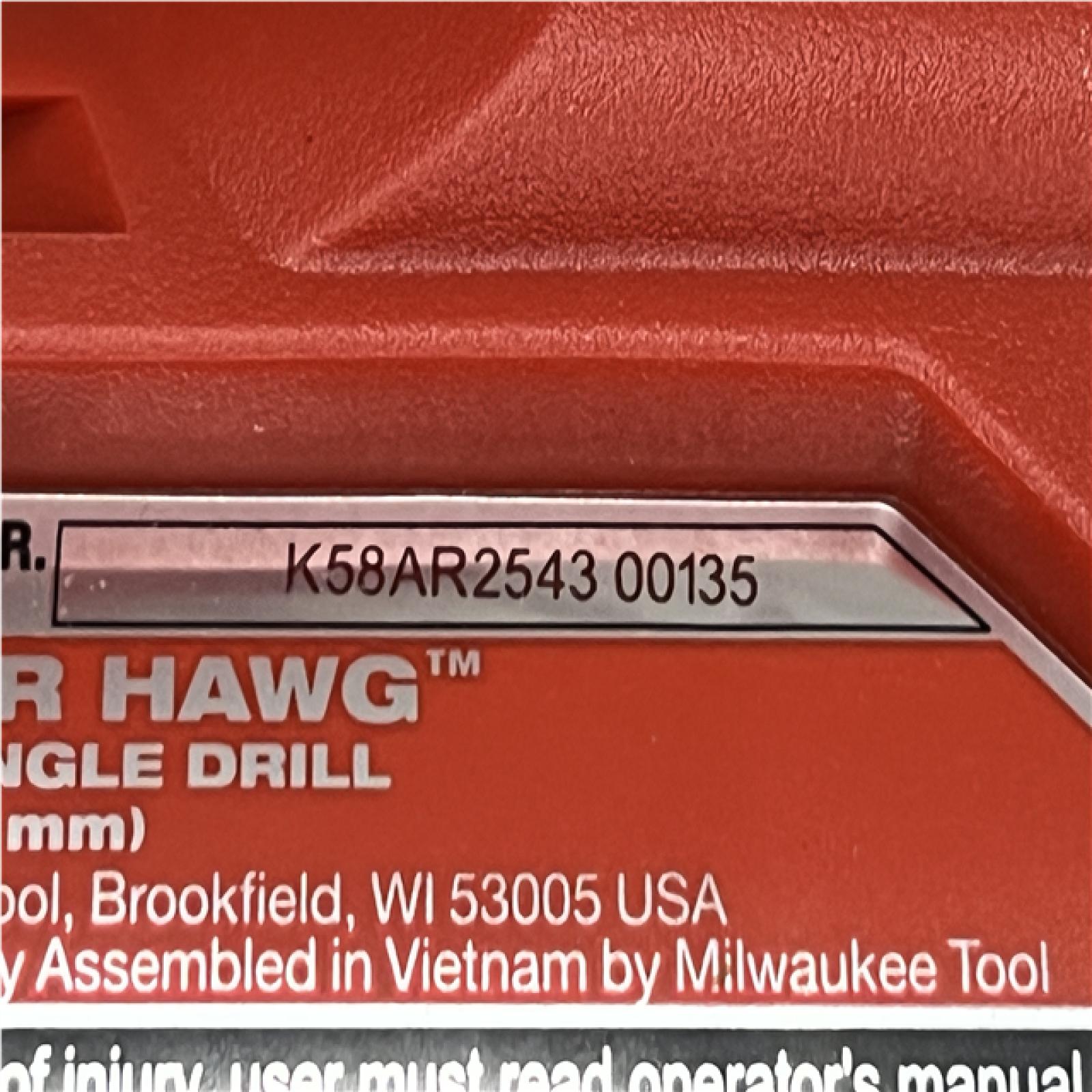 AS-IS Milwaukee FUEL 18V Lithium-Ion Brushless Cordless GEN 2 SUPER HAWG 7/16 in. Right Angle Drill (Tool-Only)