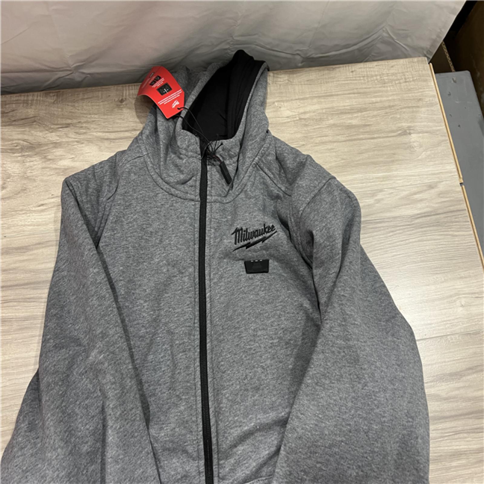 AS-IS Men's Large M12 12-Volt Lithium-Ion Cordless Gray Heated Jacket Hoodie Kit