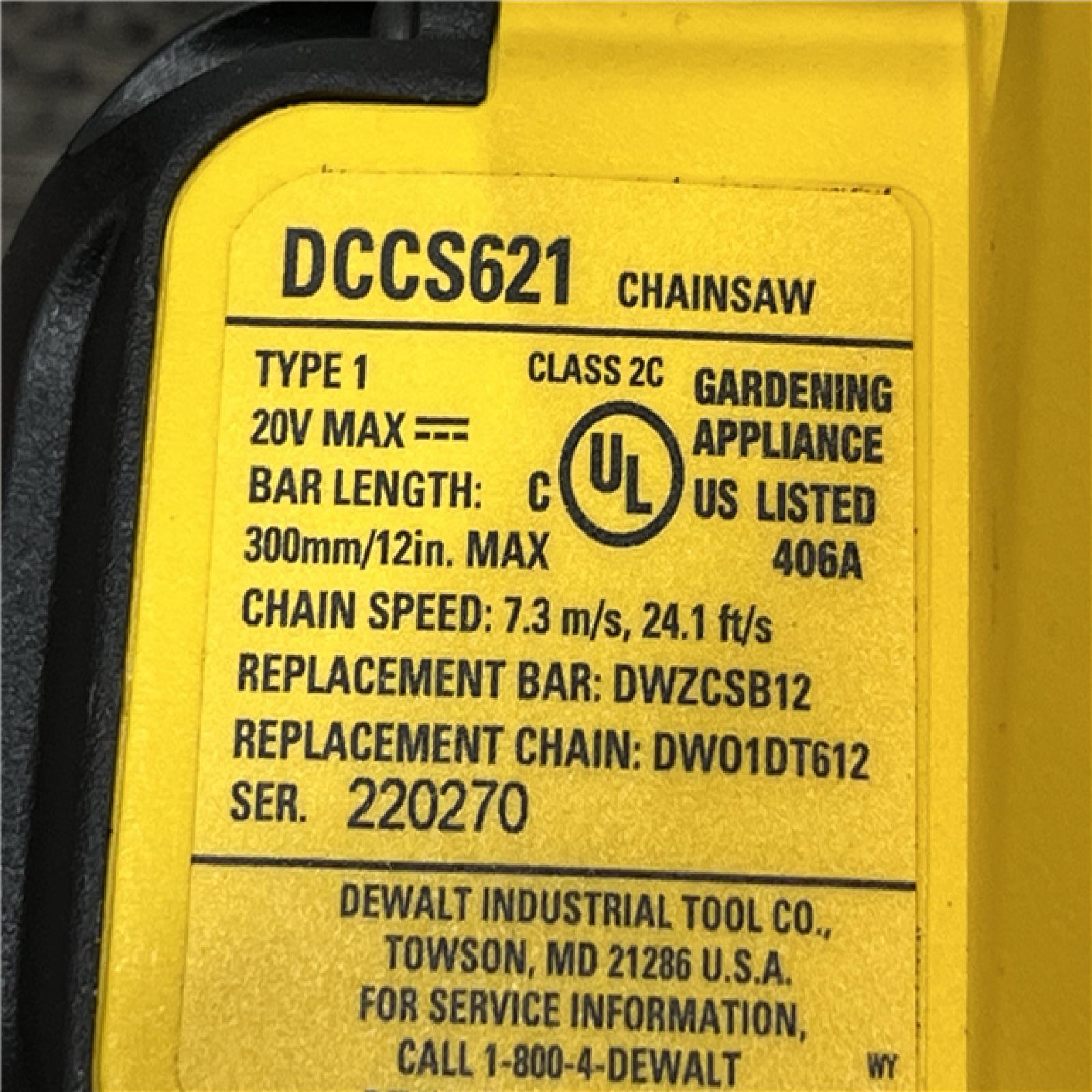 AS-IS DEWALT 20V MAX 12 in. Cordless Battery Powered Chainsaw (Tool Only)