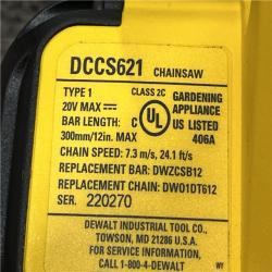 AS-IS DEWALT 20V MAX 12 in. Cordless Battery Powered Chainsaw (Tool Only)