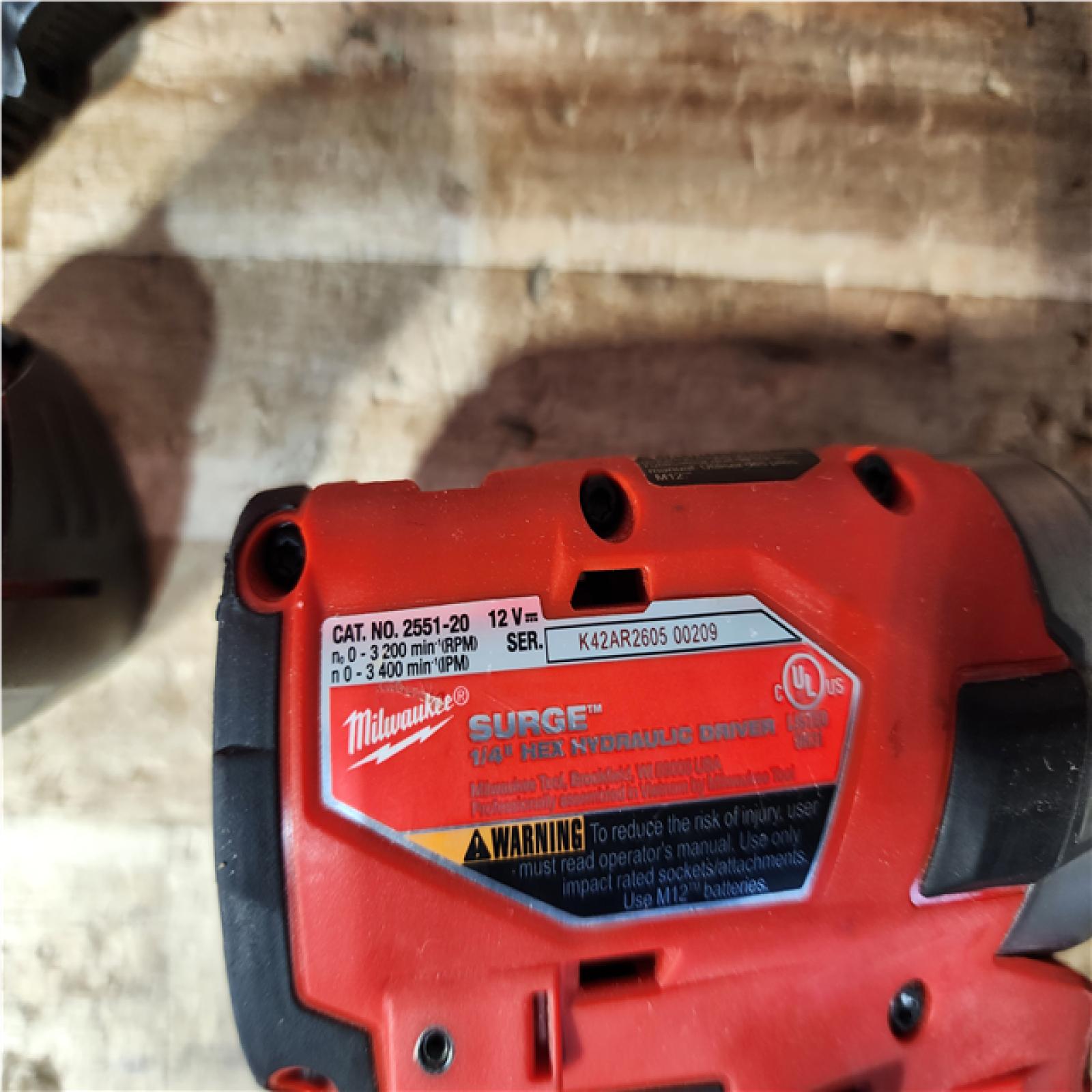 Houston Location AS-IS Milwaukee FUEL SURGE 12V Lithium-Ion Brushless Cordless 1/4 in. Hex Impact Driver Compact Kit