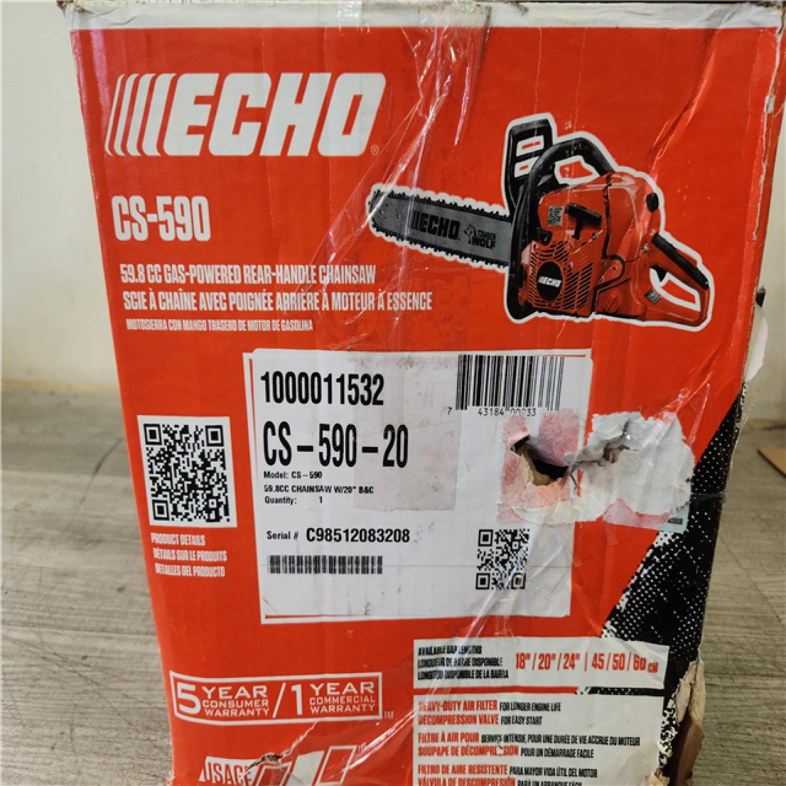 Phoenix NEW ECHO 20 in. 59.8 cc Gas 2-Stroke Rear Handle Timber Wolf Chainsaw