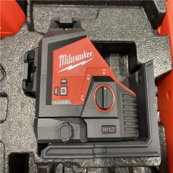 AS-IS Milwaukee 12-Volt Lithium-Ion Cordless Green 250 ft. 3-Plane Laser Level Kit