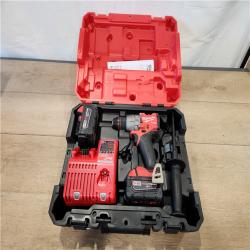 AS-IS- Milwaukee Hammer Drill Driver Kit with Batteries  Charger & Tool Case  Red