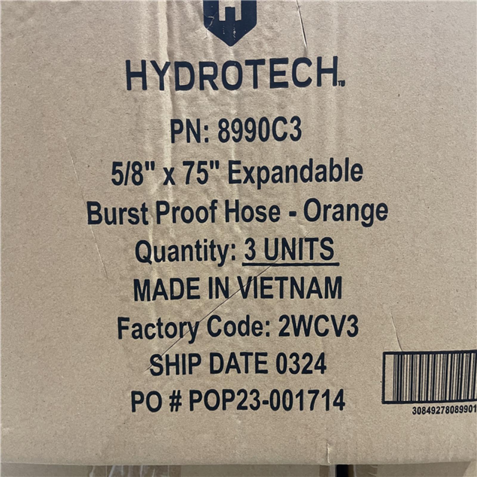DALLAS LOCATION -NEW! Hydrotech 5/8 in. x 75 ft. Expandable Burst Proof Hose PALLET (51 UNITS)