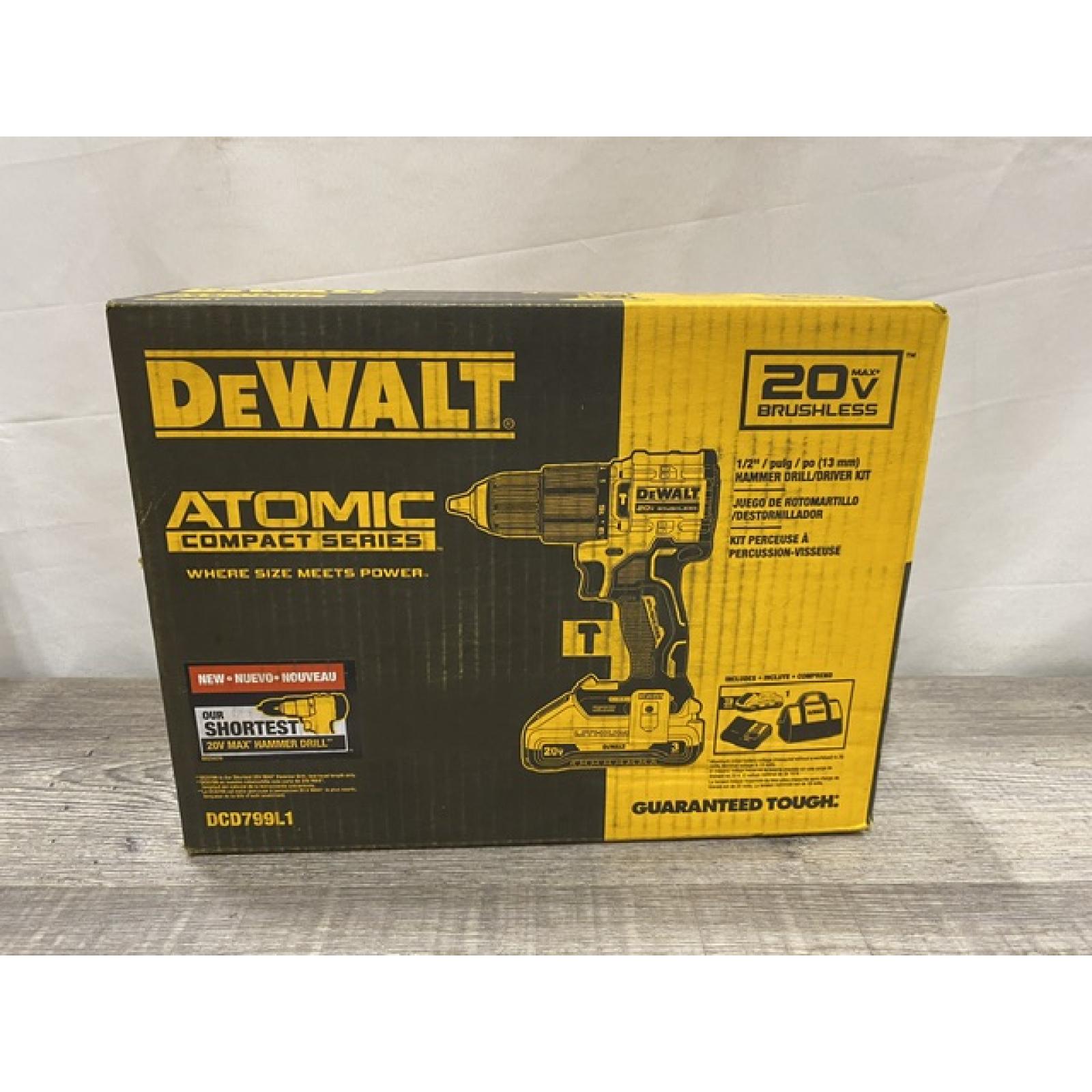 NEW - DEWALT ATOMIC 20-Volt Lithium-Ion Cordless 1/2 in. Compact Hammer Drill Kit