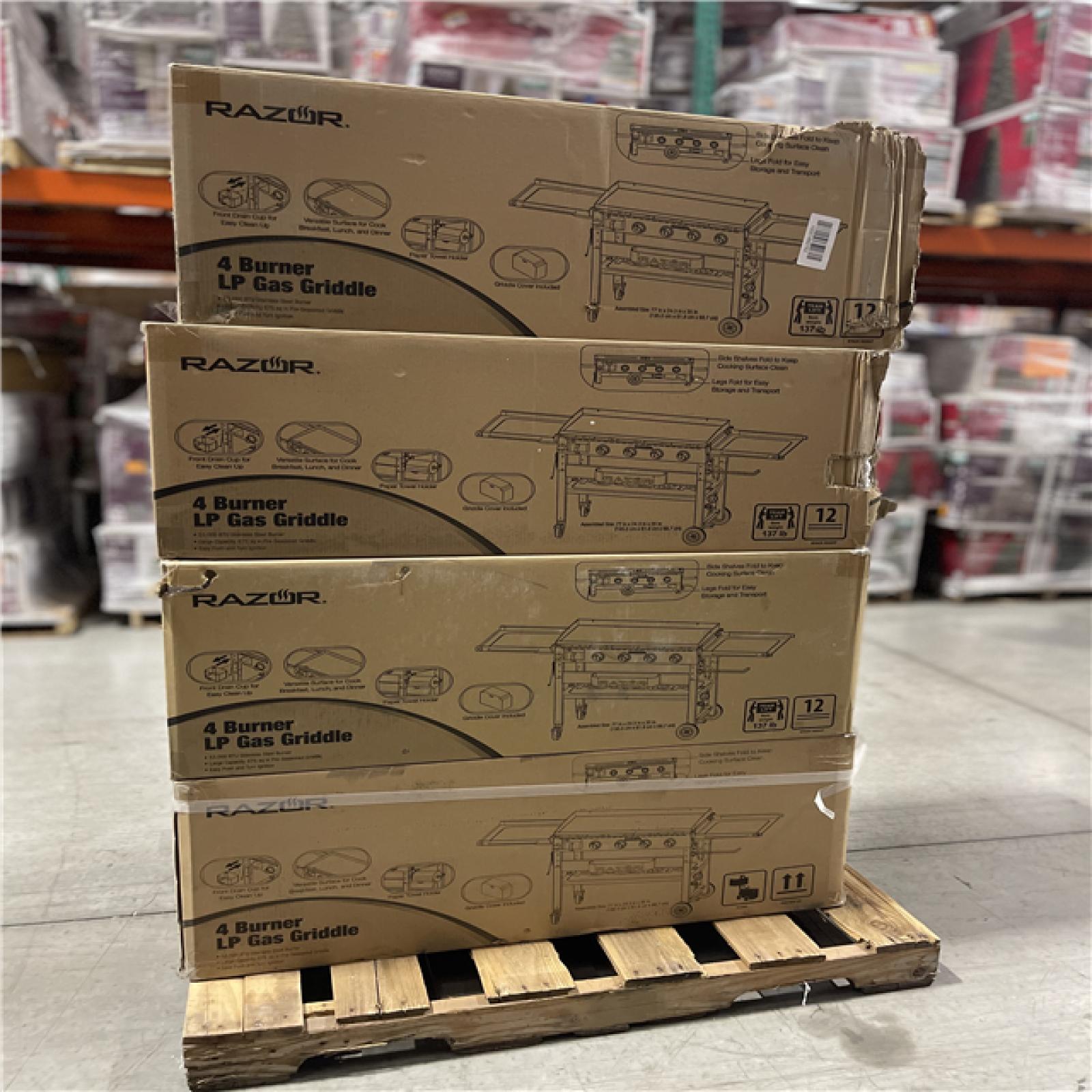DALLAS LOCATION- Razor 37 in. 4-Burner Portable Propane Gas Griddle Flat Top Grill PALLET( UNITS 4)