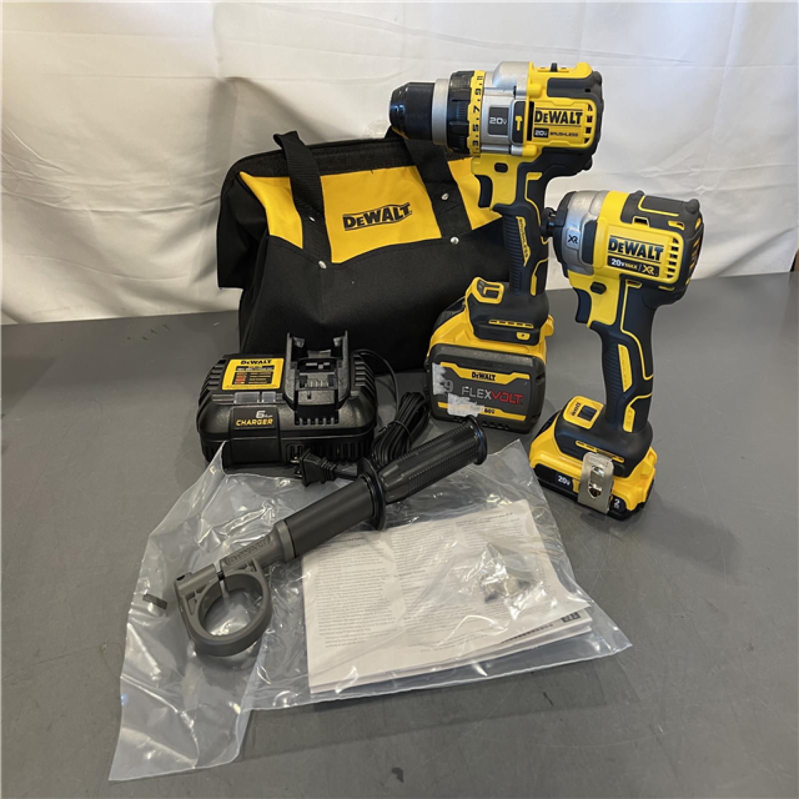 AS-IS - DEWALT 20V MAX Cordless Brushless Hammer Drill/Driver 2 Tool Combo Kit