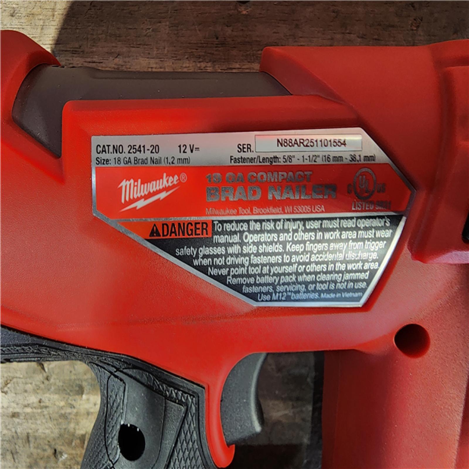HOUSTON LOCATION - AS-IS Milwaukee M12 FUEL 18 Gauge Compact Brad Nailer (Tool-Only)