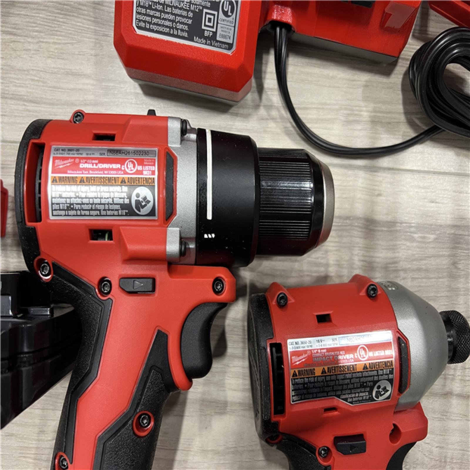 AS-IS MILWAUKEE M18 18V Lithium-Ion Cordless Combo Kit (8-Tool) with (3) Batteries  Charger and Tool Bag