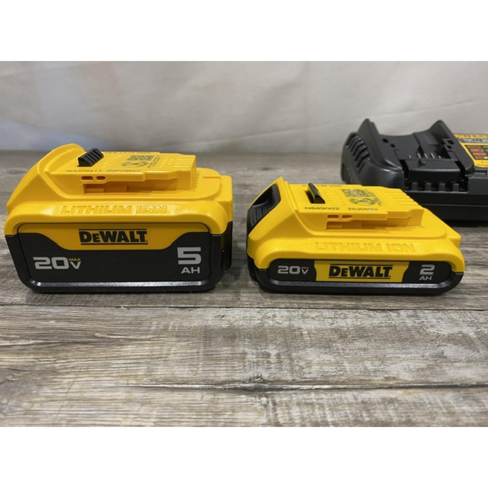 AS-IS DEWALT 20V MAX Lithium-Ion Battery Kit with 5.0Ah and 2.0Ah Battery and Charger