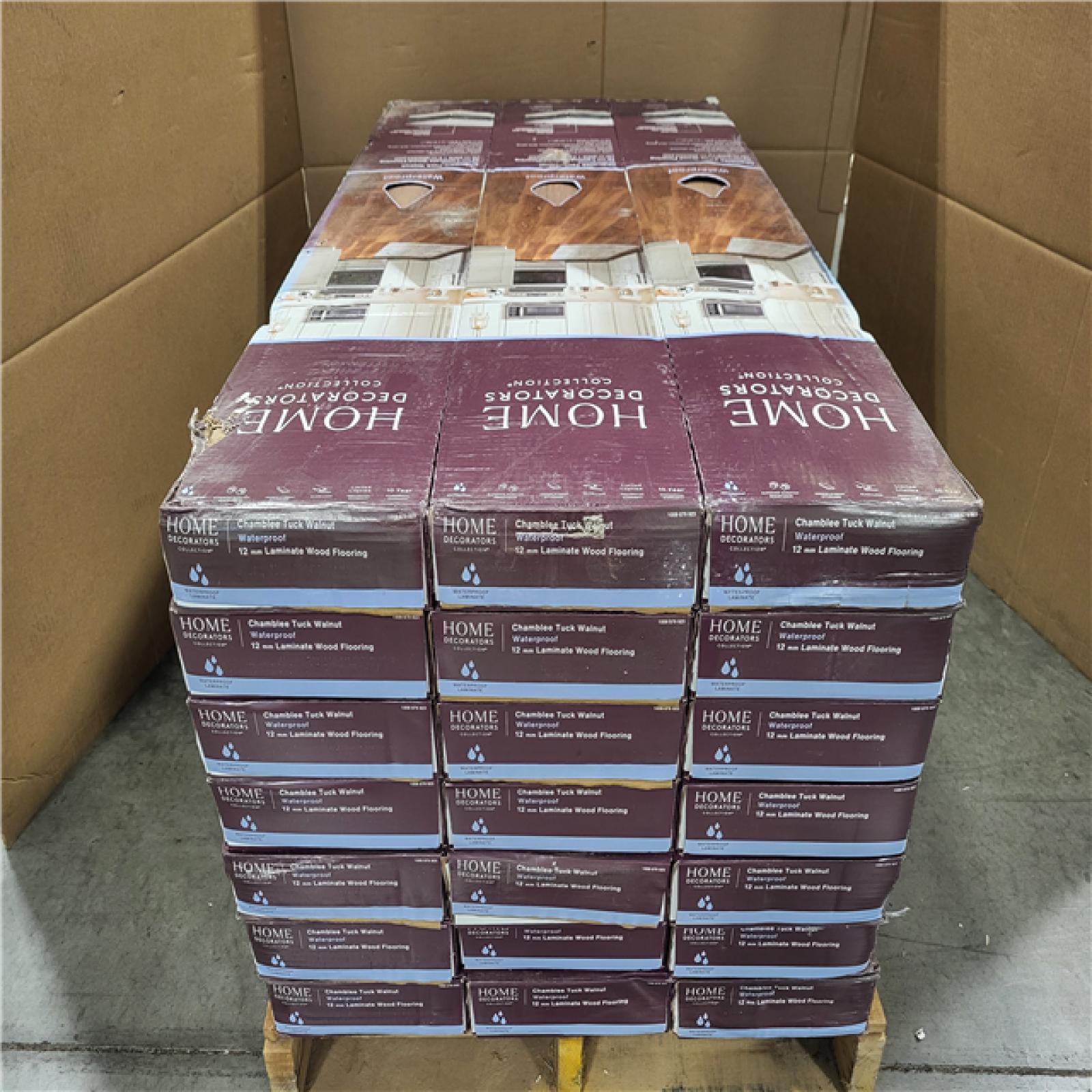 CALIFORNIA AS-IS LIKE NEW HOME DECORATORS COLLECTION CHAMBLEE TUCK WALNUT 12MM LAMINATE WOOD FLOORING