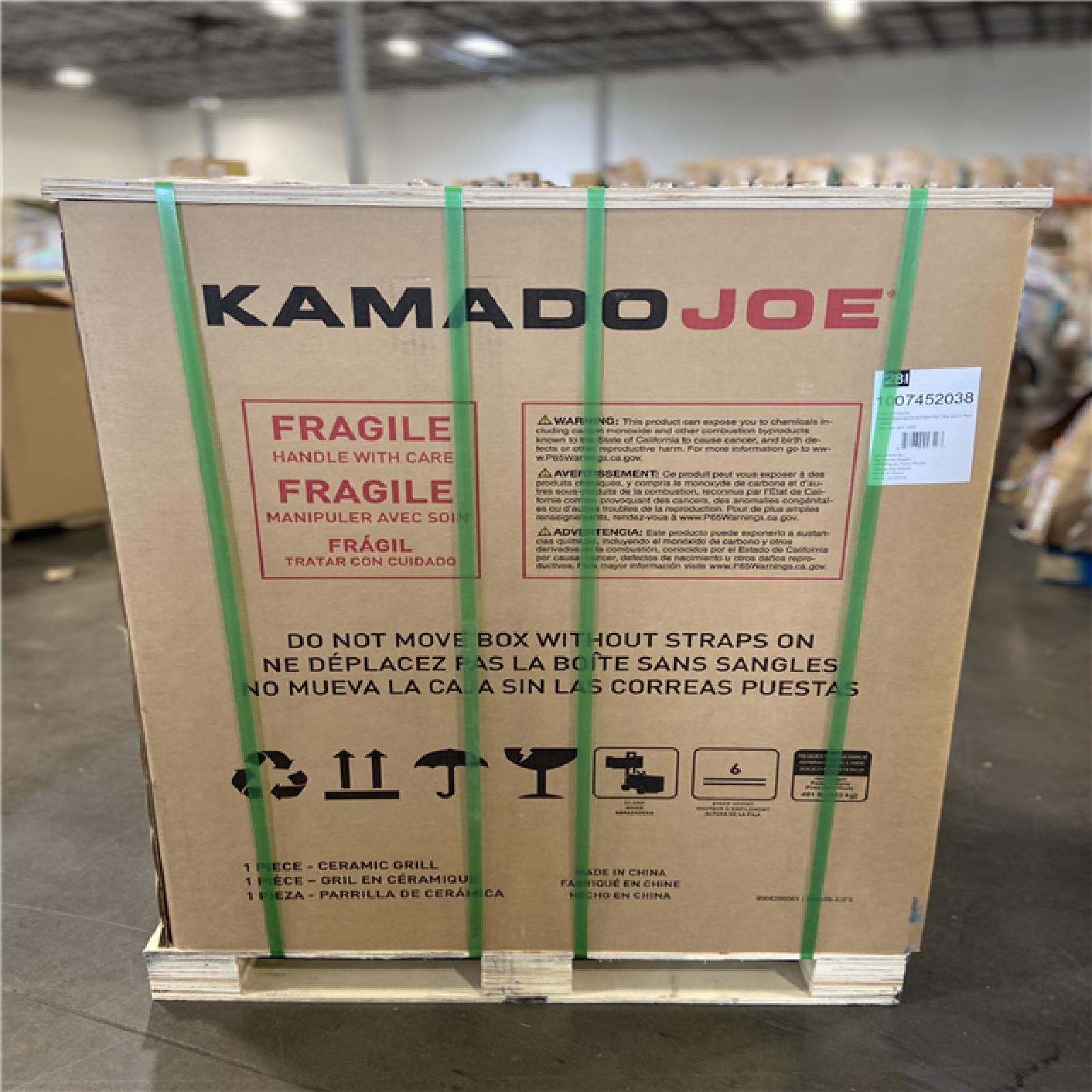 DALLAS LOCATION - Kamado Joe Big Joe III 24 in. Charcoal Grill in Red with Cart, Side Shelves, Grate Gripper, and Ash Tool
