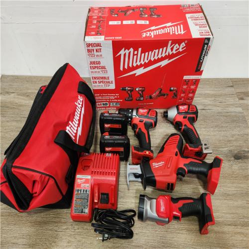 Phoenix Location NEW Milwaukee M18 18-Volt Lithium-Ion Cordless Combo Kit 4-Tool with Two 2.0 Ah Batteries, Charger and Tool Bag
