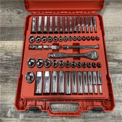 AS-IS Milwaukee 3/8 in. Drive SAE/Metric Ratchet and Socket Mechanics Tool Set (56-Piece)