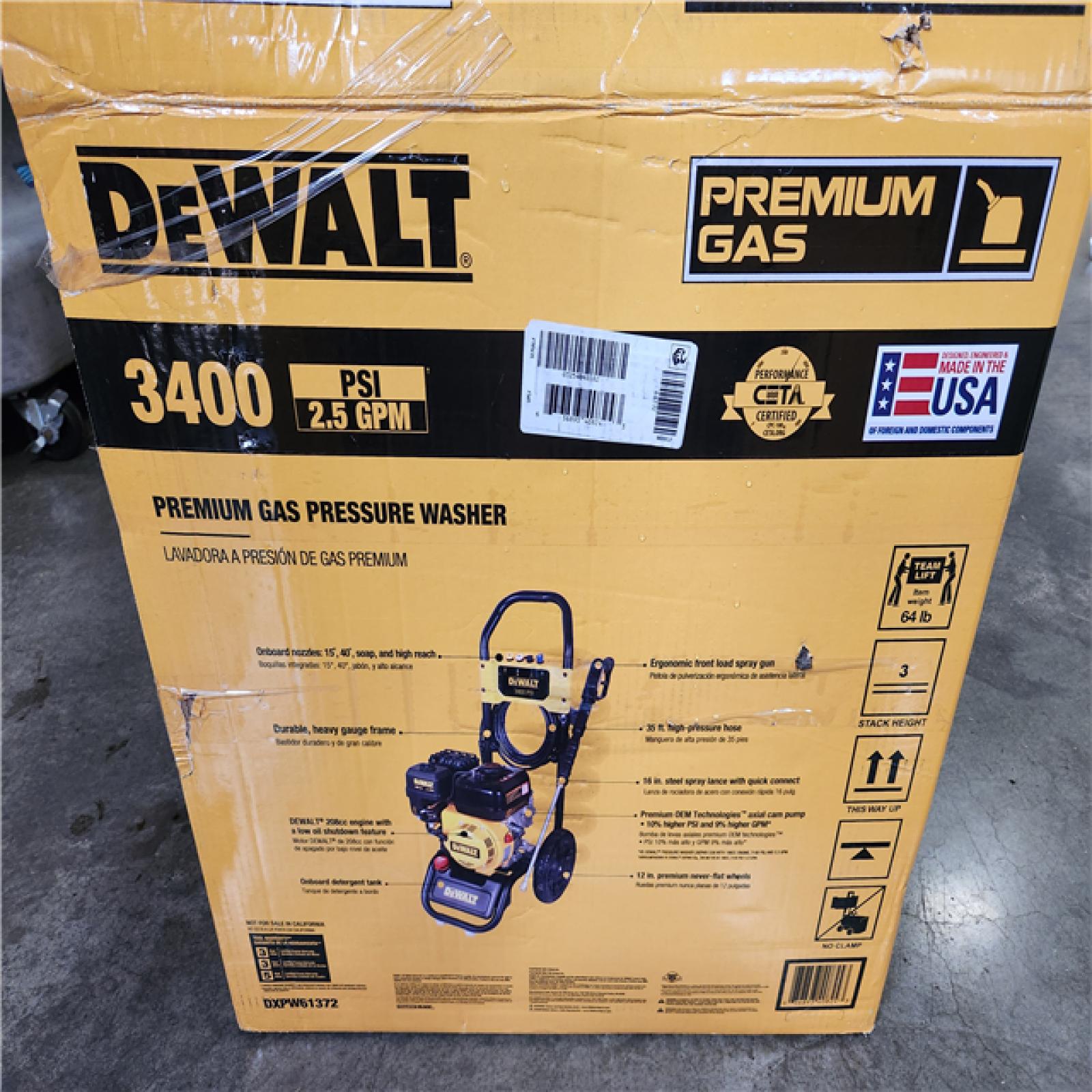 Phoenix AS-IS DEWALT 3400 PSI 2.5 GPM Gas Cold Water Pressure Washer with DeWalt 210 Engine
