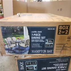 Phoenix Hampton Bay Laurel Oaks Dark Brown 7-Piece Metal Outdoor Dining Set with Cushion Guard Putty Cushions