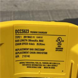 AS-IS DEWALT 20V MAX 8 in. Brushless Cordless Battery Powered Pruning Chainsaw (Tool Only)