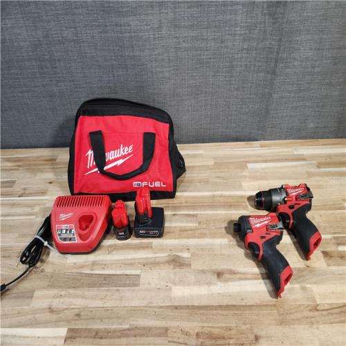 HOUSTON LOCATION - AS-IS Milwaukee FUEL 12-Volt Lithium-Ion Brushless Cordless Hammer Drill and Impact Driver Combo Kit