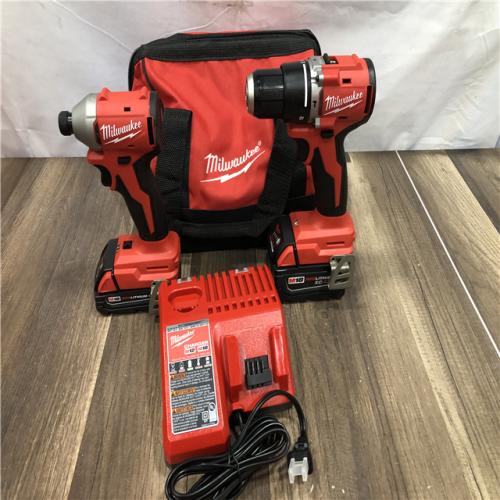 AS-IS Milwaukee 18-Volt Lithium-Ion Brushless Cordless Compact Hammer Drill/Impact Combo Kit