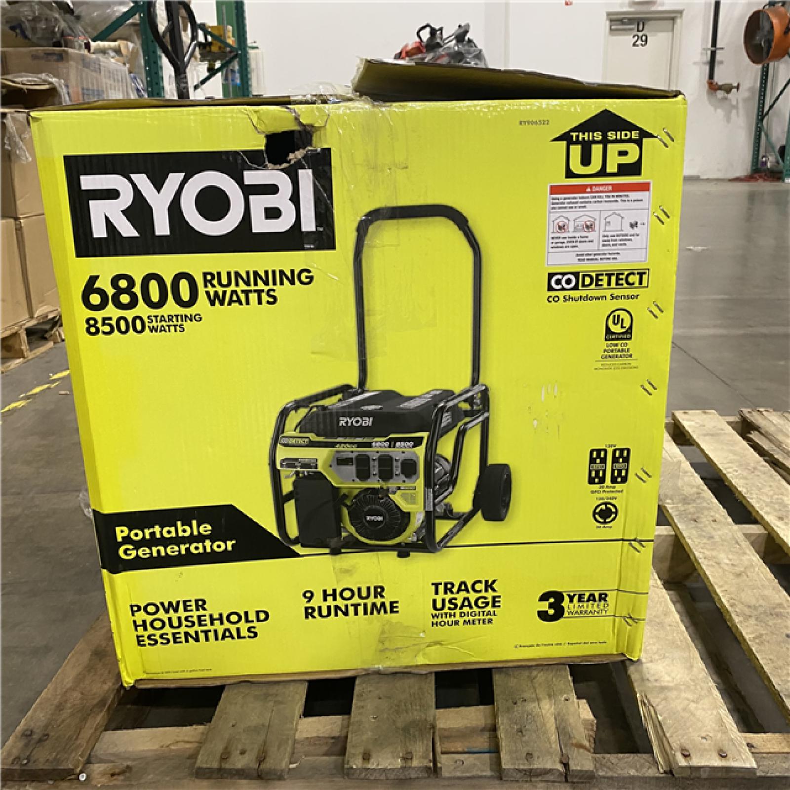 Dallas Location - As-Is RYOBI 6800-Watt Gasoline Powered Portable Generator