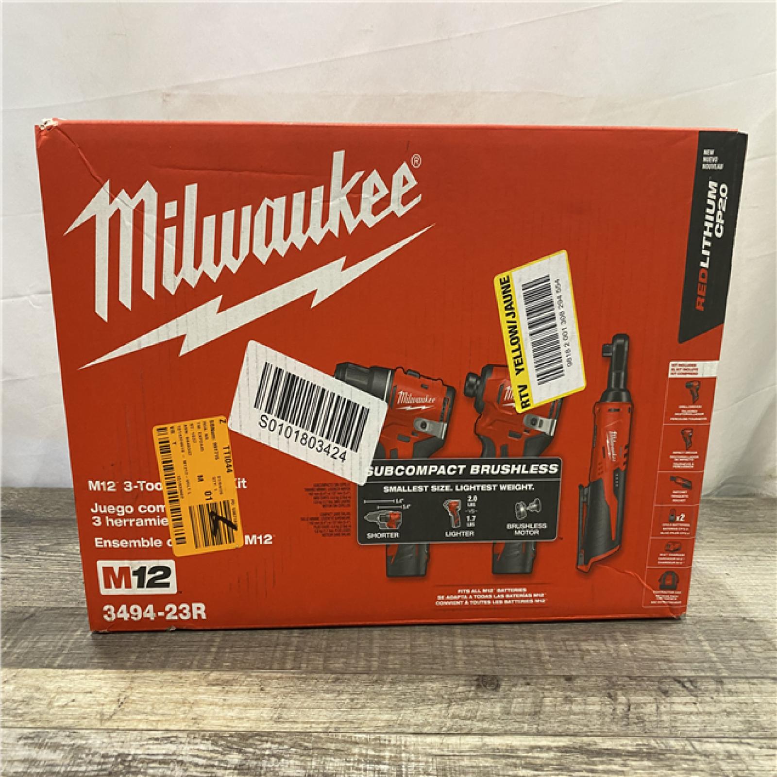 NEW - Milwaukee 12-Volt Lithium-Ion Brushless Cordless Subcompact Drill &Impact Driver Combo Kit