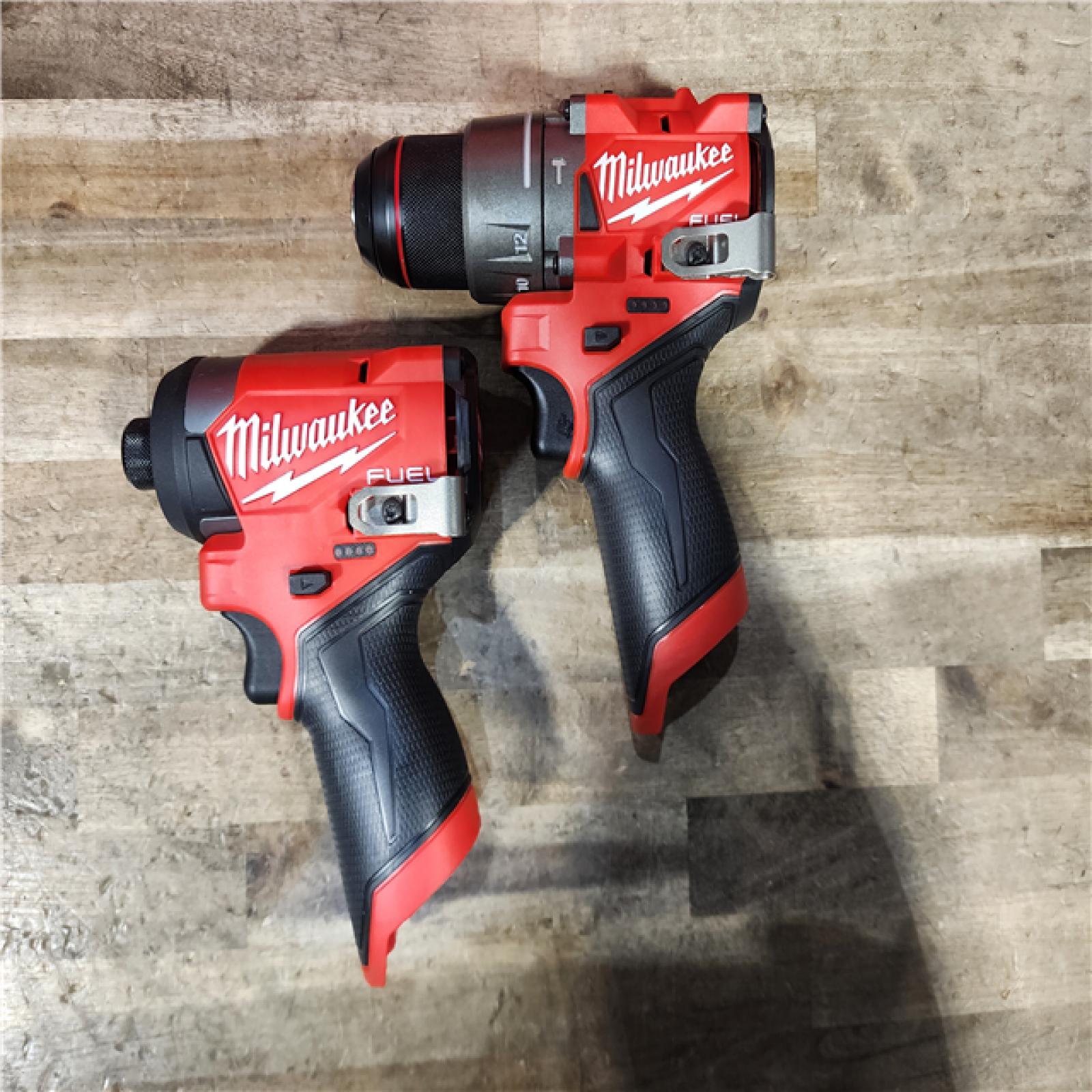 HOUSTON LOCATION - AS-IS Milwaukee M12 FUEL Cordless 2-Tool Combo Kit: 1/2Hammer Drill  1/4Hex Impact Driver 3497-22