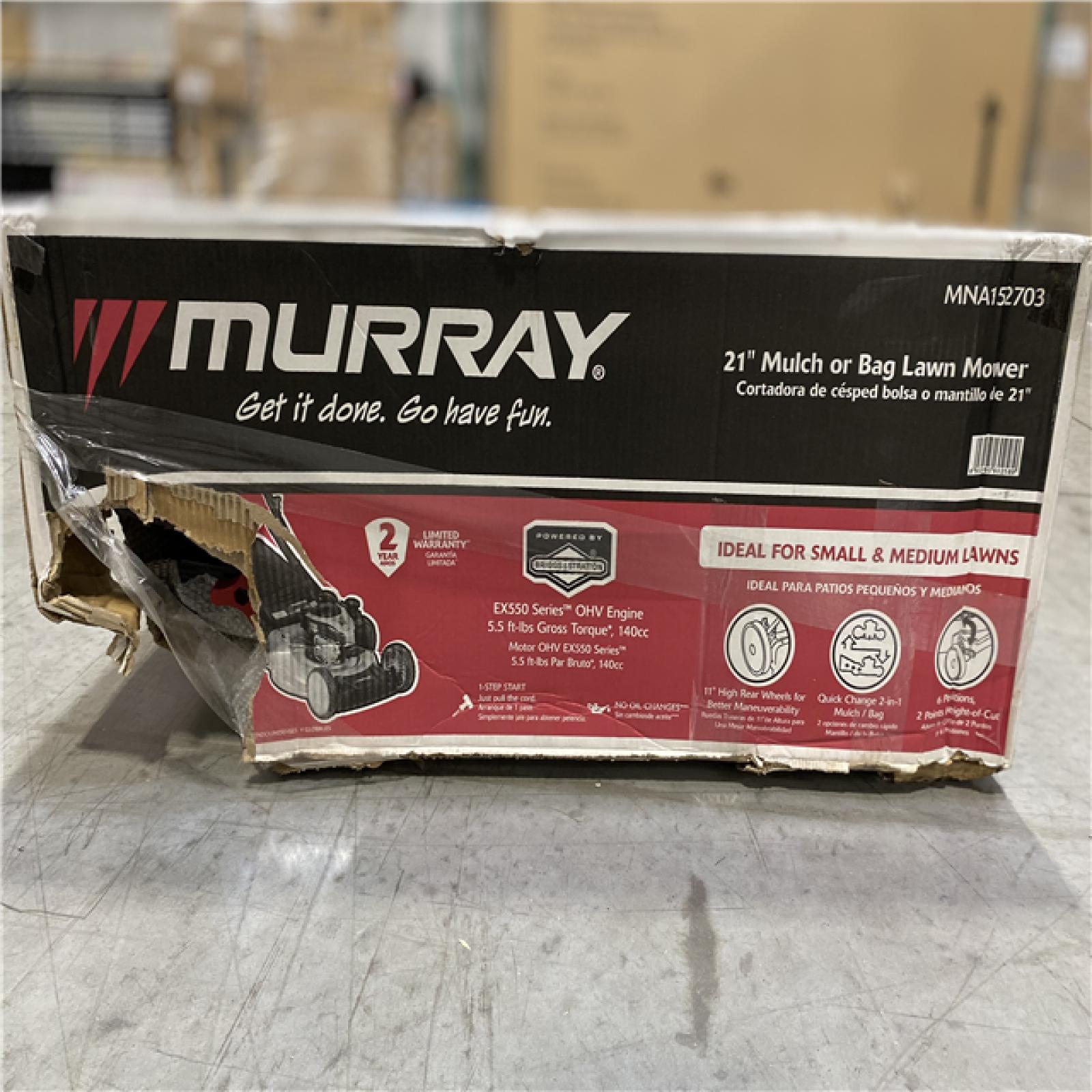 DALLAS LOCATION - Murray 21 in. 140 cc Briggs and Stratton Walk Behind Gas Push Lawn Mower with Height Adjustment and with Mulch Bag