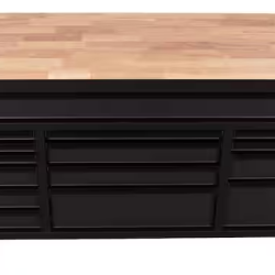 DALLAS LOCATION - HUSKY Heavy Duty 61 in. W x 22 in. D 15-Drawer Matte Black Mobile Workbench w Wood Top