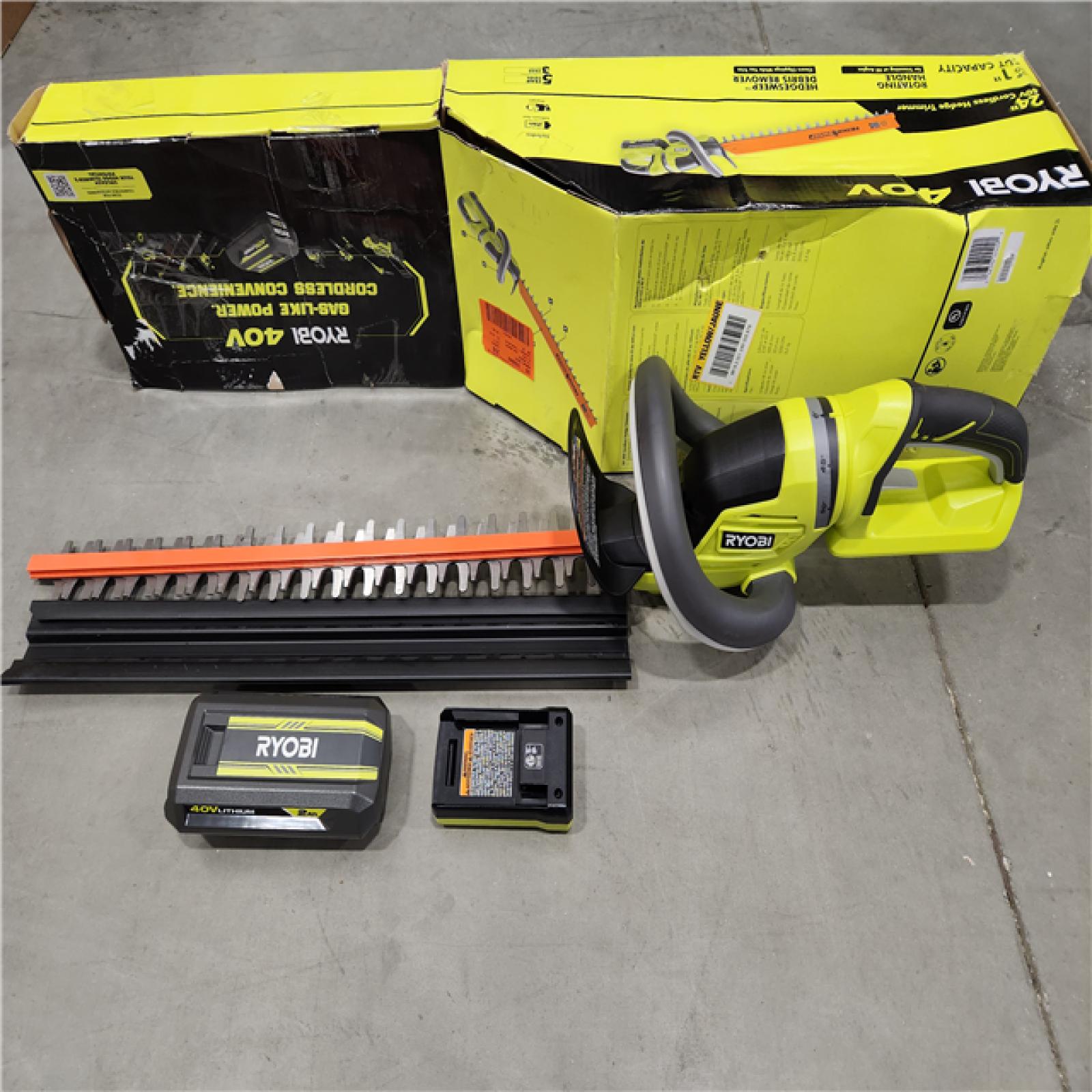 AS-IS RYOBI 40-Volt Lithium-Ion Cordless 24 in. Hedge Trimmer Kit